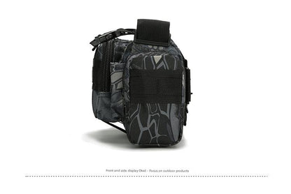 python pattern black polyester tactical sling bag,custom,side