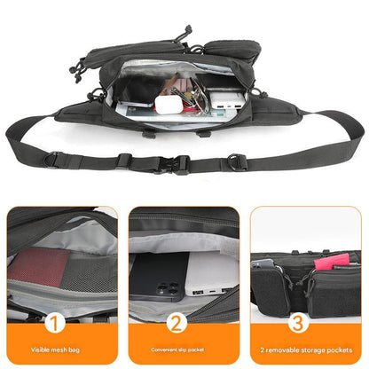 black polyester tactical waist pack,custom,detail