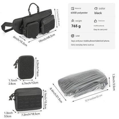 black polyester tactical waist pack,custom,dimensions