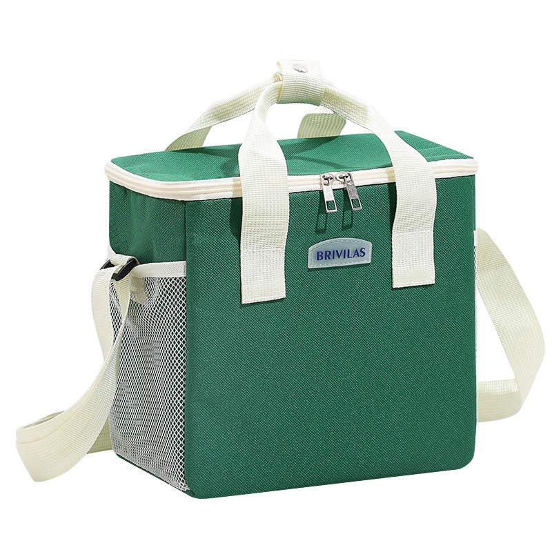 green ice pack thermal lunch bag,double sided,front