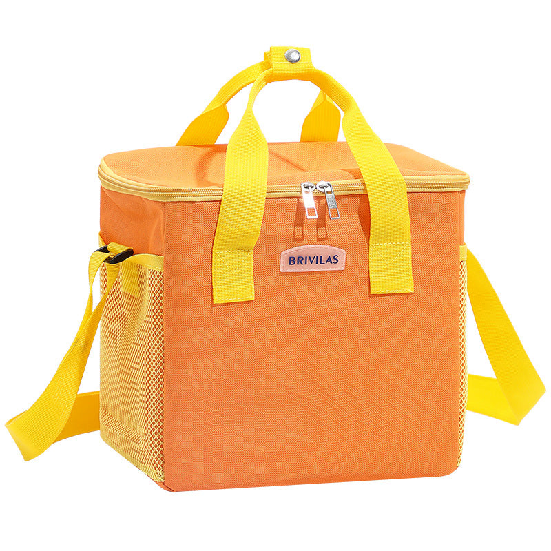 orange ice pack thermal lunch bag,double sided,front