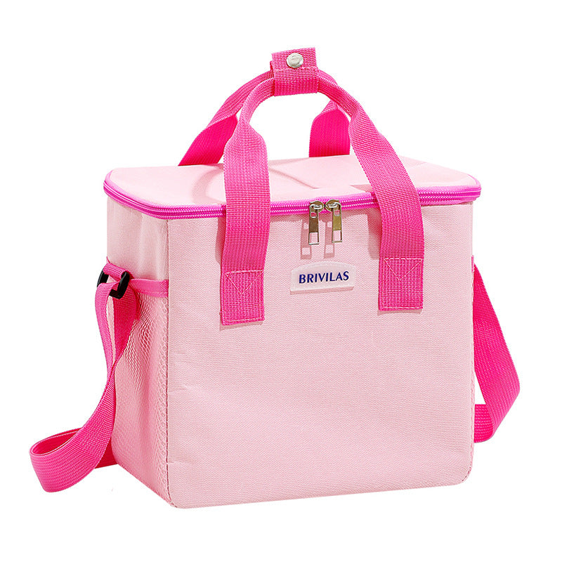 pink ice pack thermal lunch bag,double sided,front