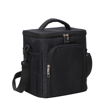 black ice pack thermal lunch bag,front fastening,front