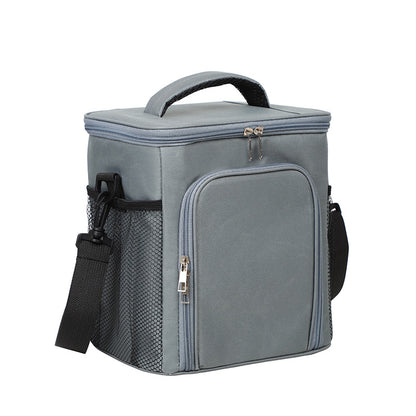 gray ice pack thermal lunch bag,front fastening,front