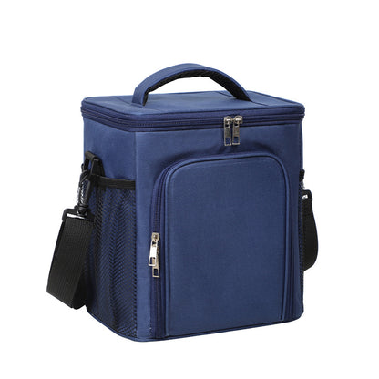 navy ice pack thermal lunch bag,front fastening,front