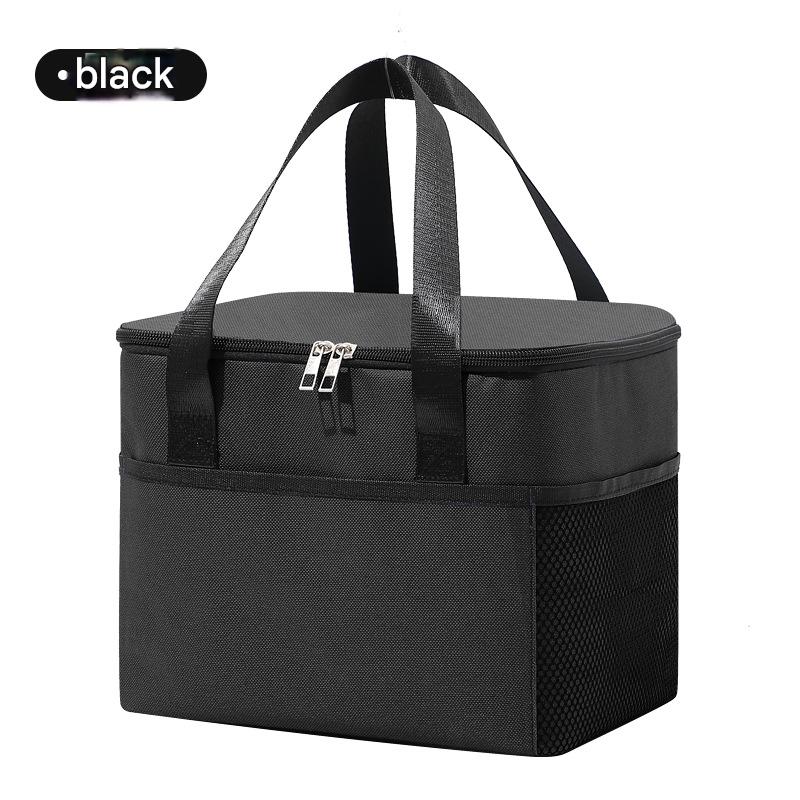 black ice pack thermal lunch bag,square portable,front