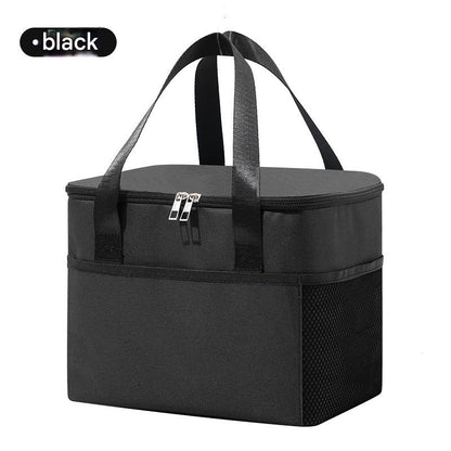 black ice pack thermal lunch bag,square portable,front
