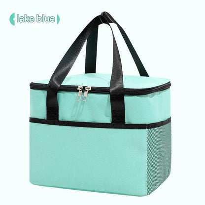 lake blue ice pack thermal lunch bag,square portable,front