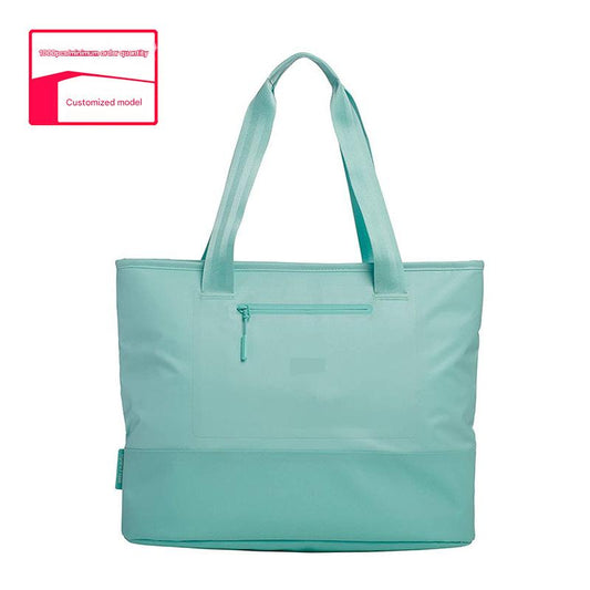 green thick oxford insulated lunch tote bag,custom,front