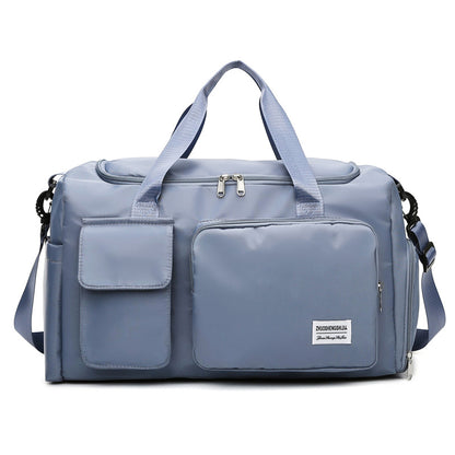 blue oxford training travel bag,women,front