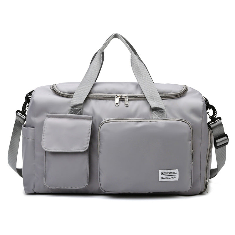 gray oxford training travel bag,women,front
