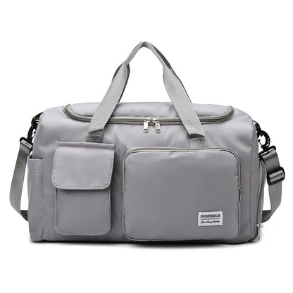 gray oxford training travel bag,women,front