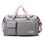 pink with gray oxford training travel bag,women,front