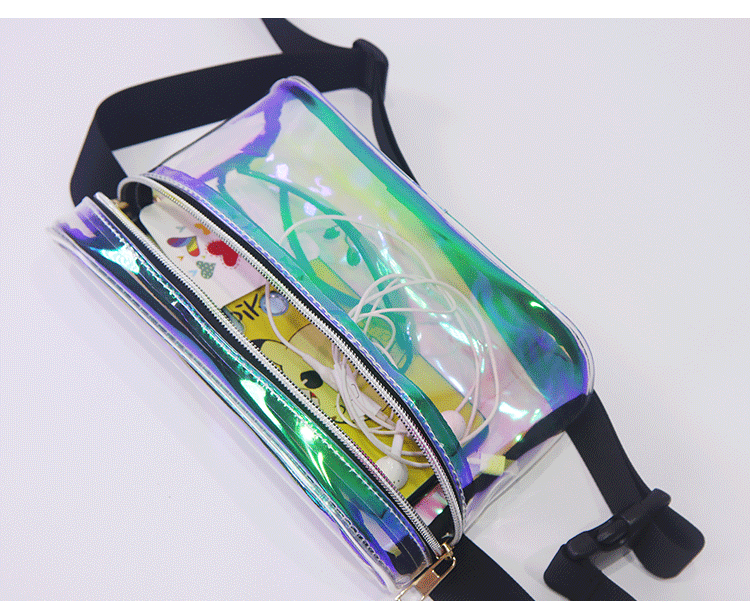 laser pvc transparent waist bag,women,flat