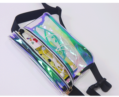 laser pvc transparent waist bag,women,flat