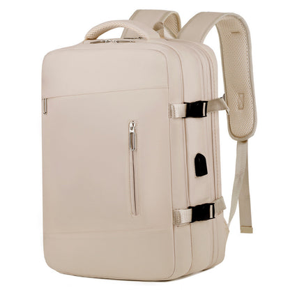 beige lightweight travel backpack,custom,front