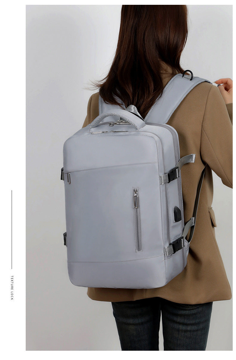 gray lightweight travel backpack,custom,model display