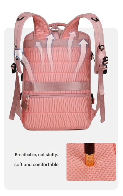 pink lightweight travel backpack,custom,back 02