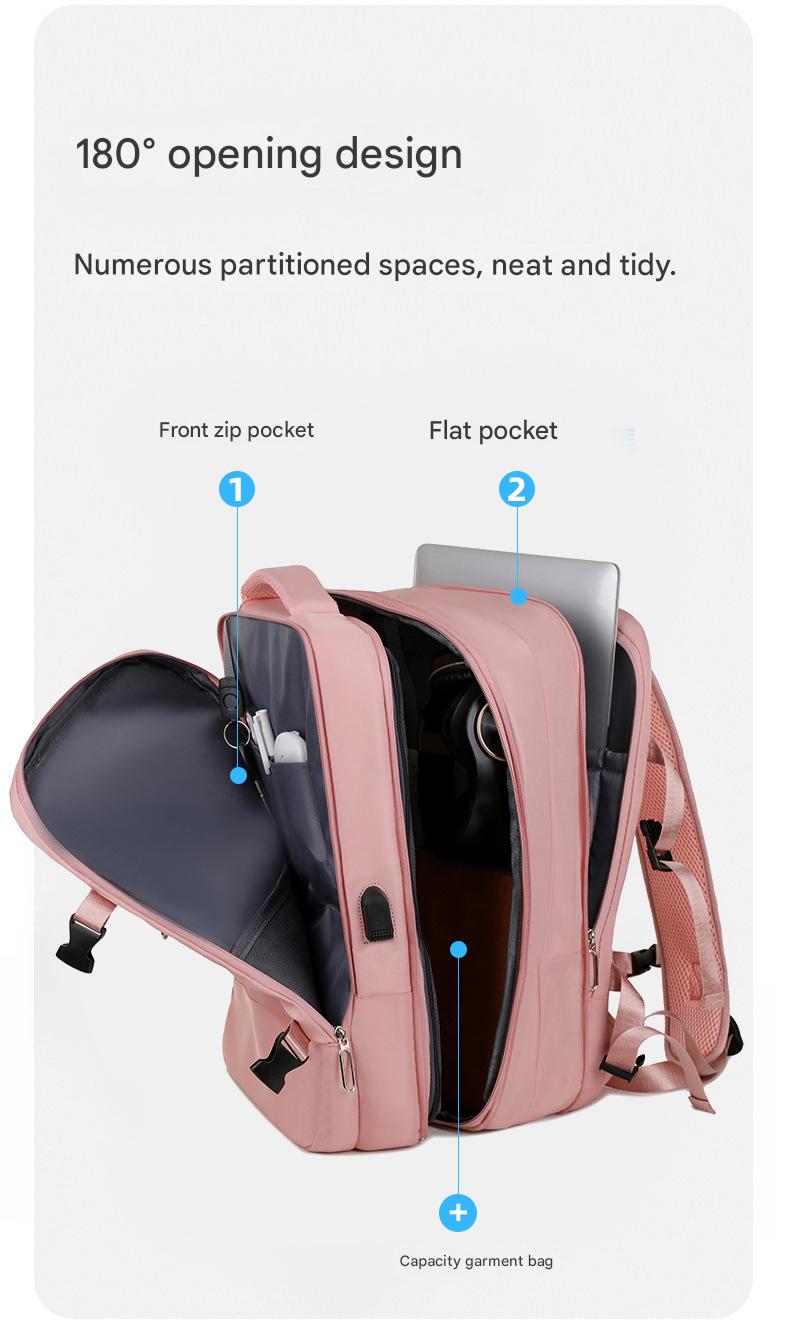 pink lightweight travel backpack,custom,detail