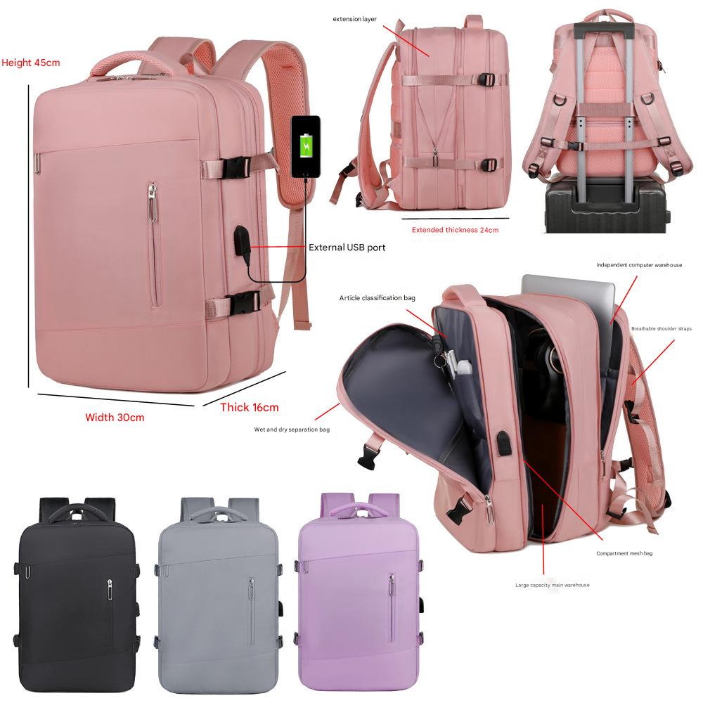 pink lightweight travel backpack,custom,display