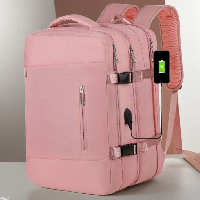 pink lightweight travel backpack,custom,front