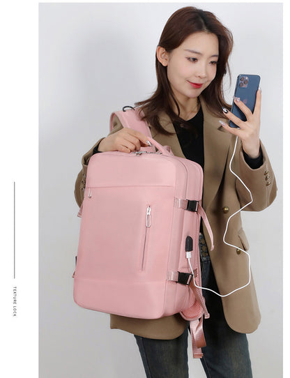 pink lightweight travel backpack,custom,model display 03