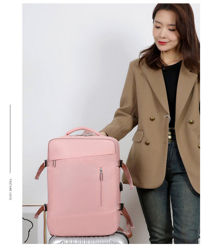 pink lightweight travel backpack,custom,model display