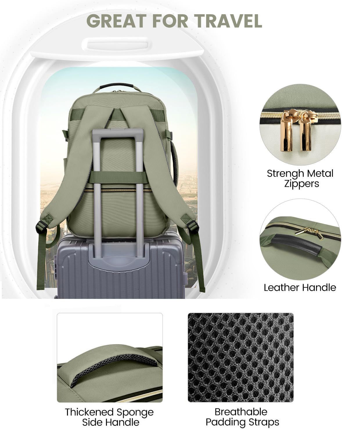 travel backpack with trolley sleeve and ergonomic shoulder straps