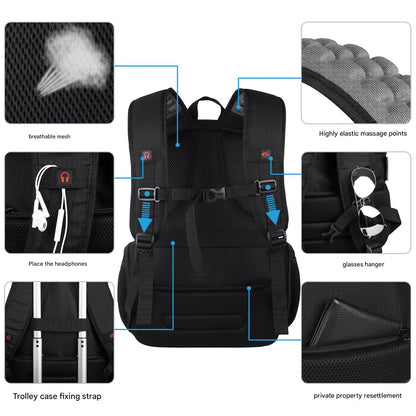 travel backpack with trolley strap and breathable comfort design