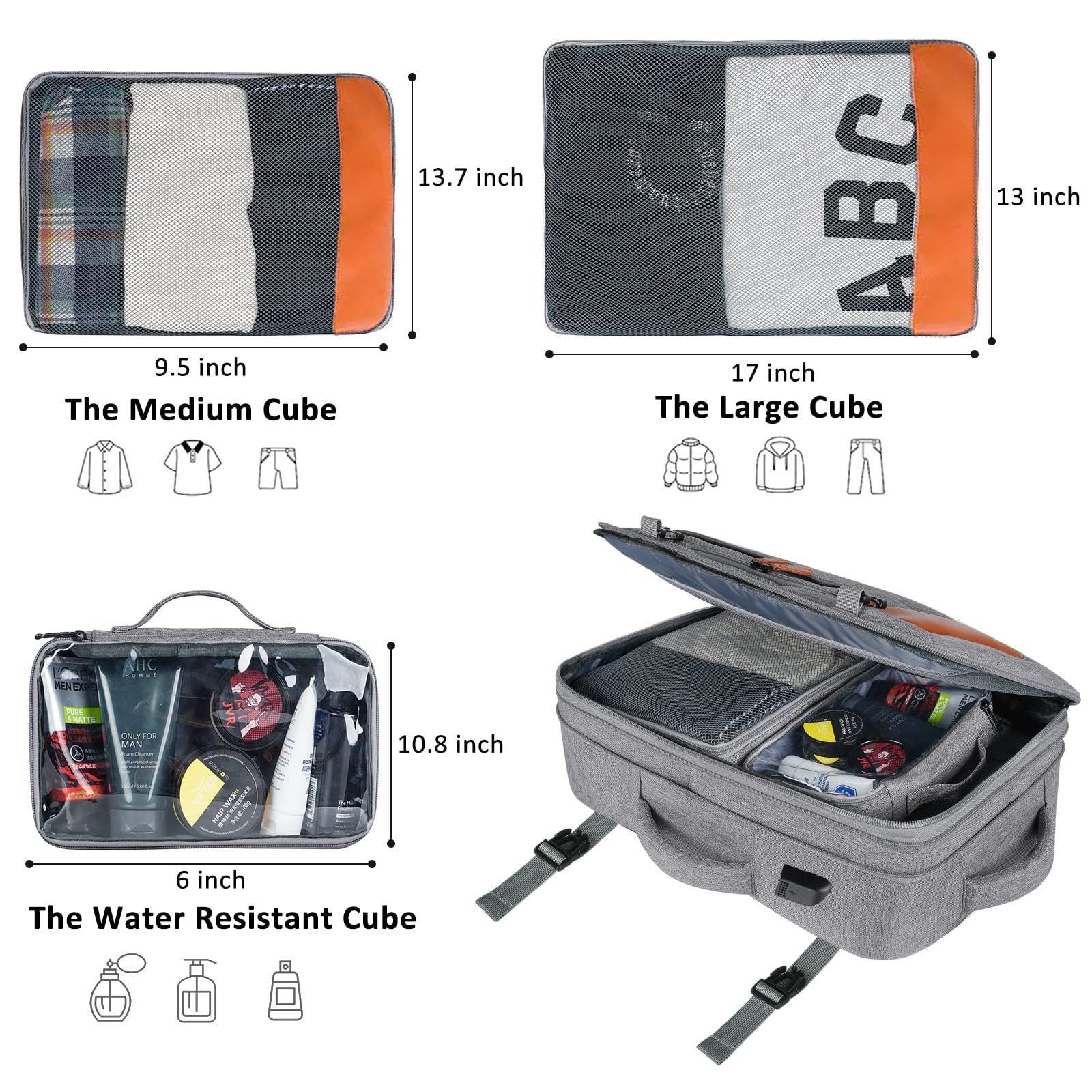 travel backpack with packing cubes water resistant cube and separate shoe bag storage