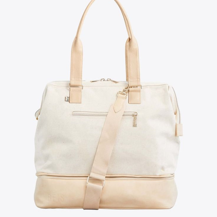 creamy white women canvas travel bag,custom,front