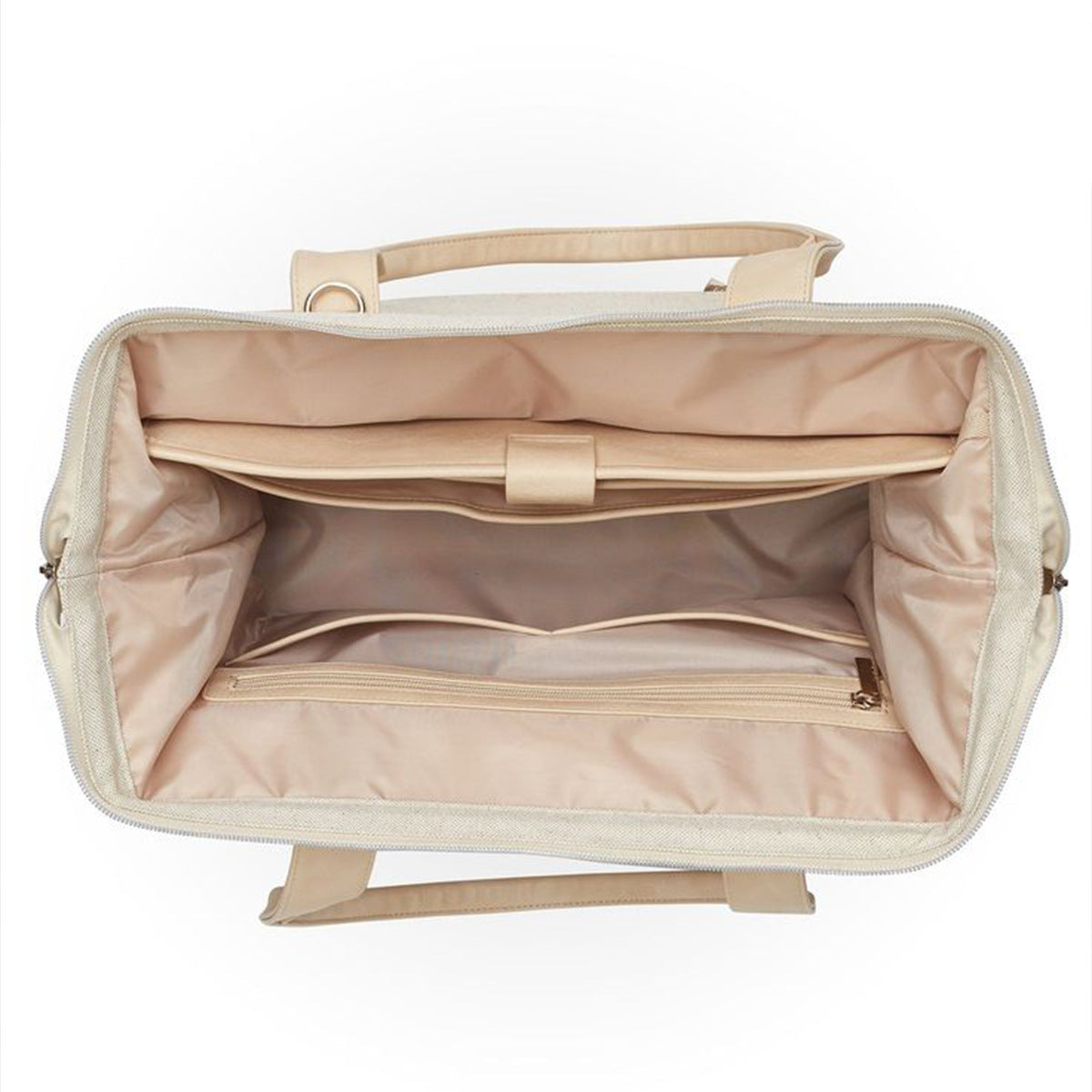creamy white women canvas travel bag,custom,inner