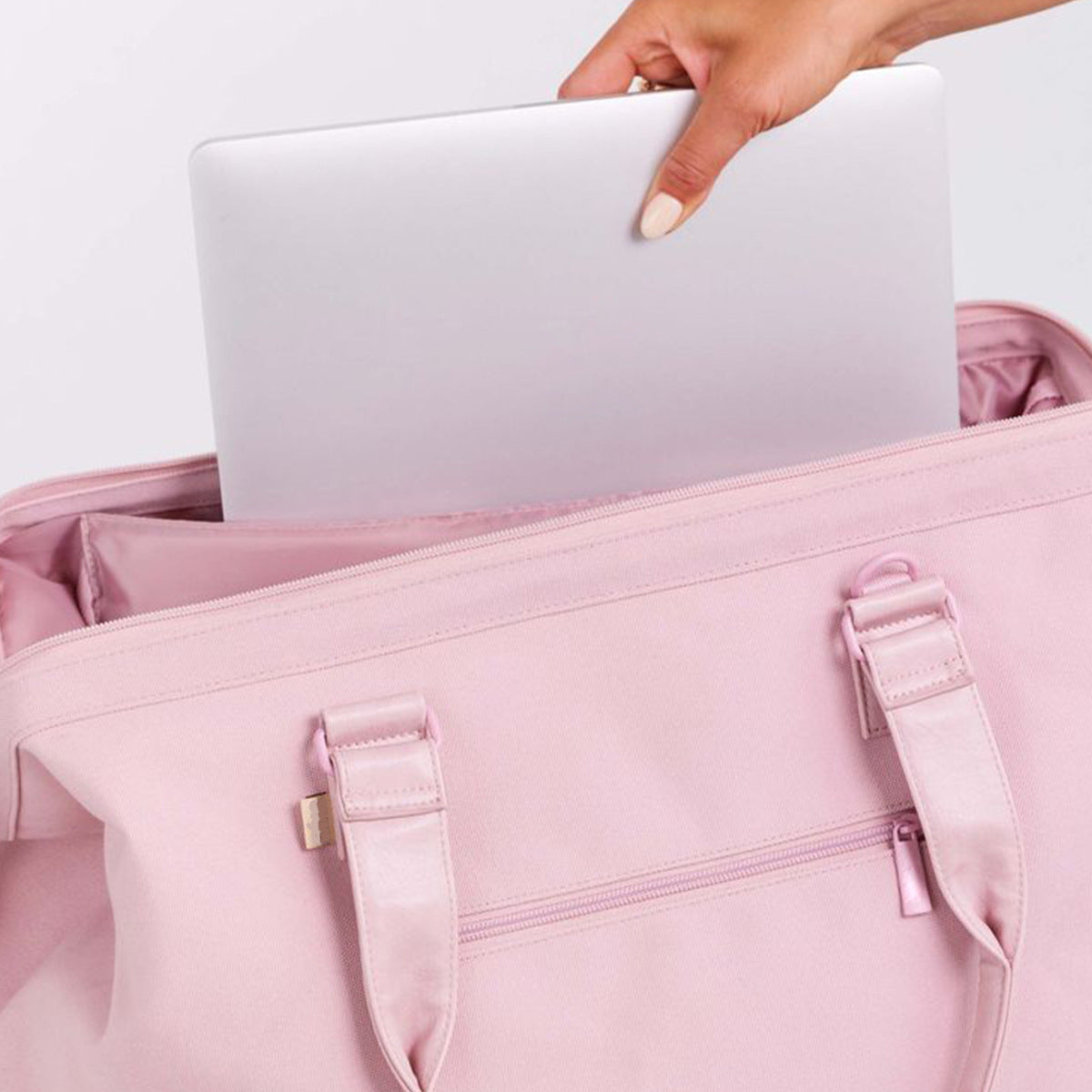 pink women canvas travel bag,custom,detail