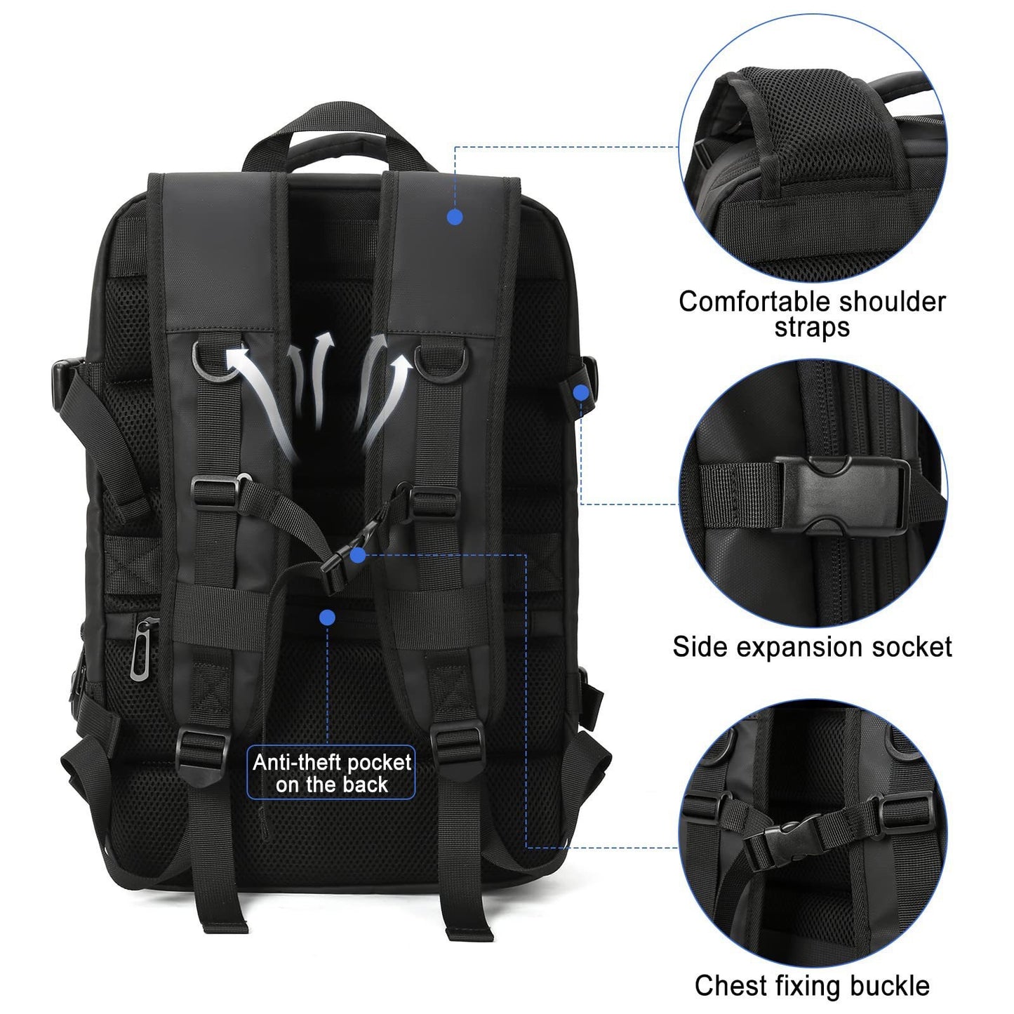 2319 black fanlosn waterproof insulated laptop backpack,custom,back detail