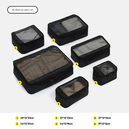 black polyester travel compression organizer,6 pieces set,front