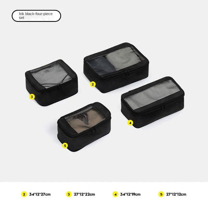 black polyester travel compression organizer,4 pieces set,front