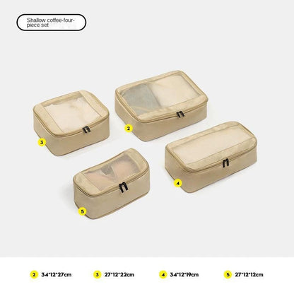 khaki polyester travel compression organizer,4 pieces set,front