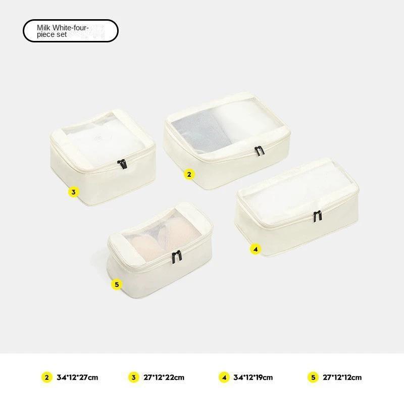white polyester travel compression organizer,4 pieces set,front 