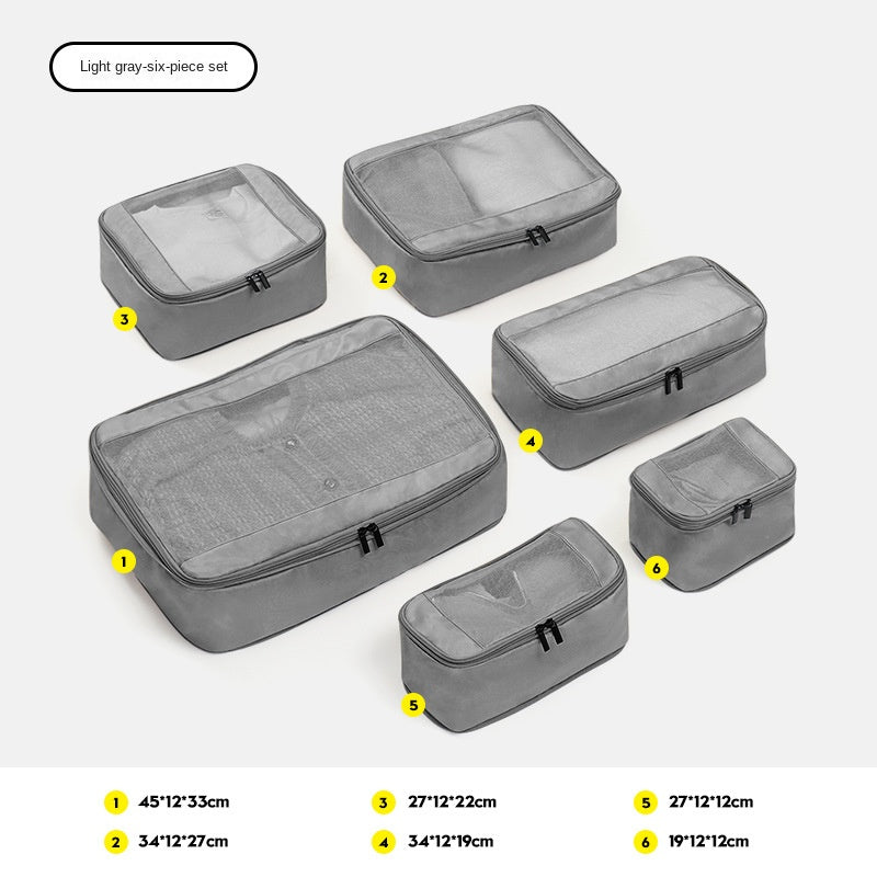 gray polyester travel compression organizer,6 pieces set,front