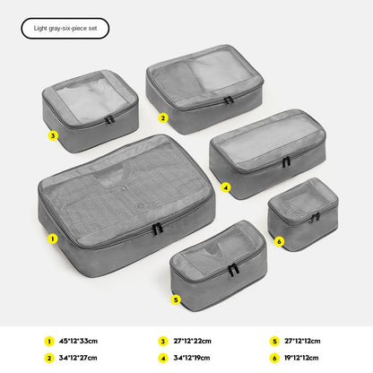 gray polyester travel compression organizer,6 pieces set,front