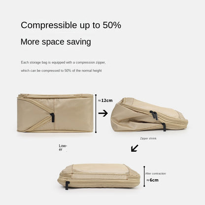 khaki polyester travel compression organizer,6 pieces set,detail