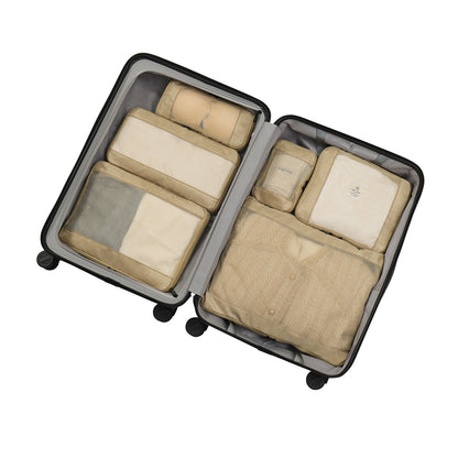 khaki polyester travel compression organizer,6 pieces set,front 03
