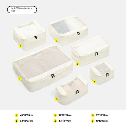 white polyester travel compression organizer,6 pieces set,front 02