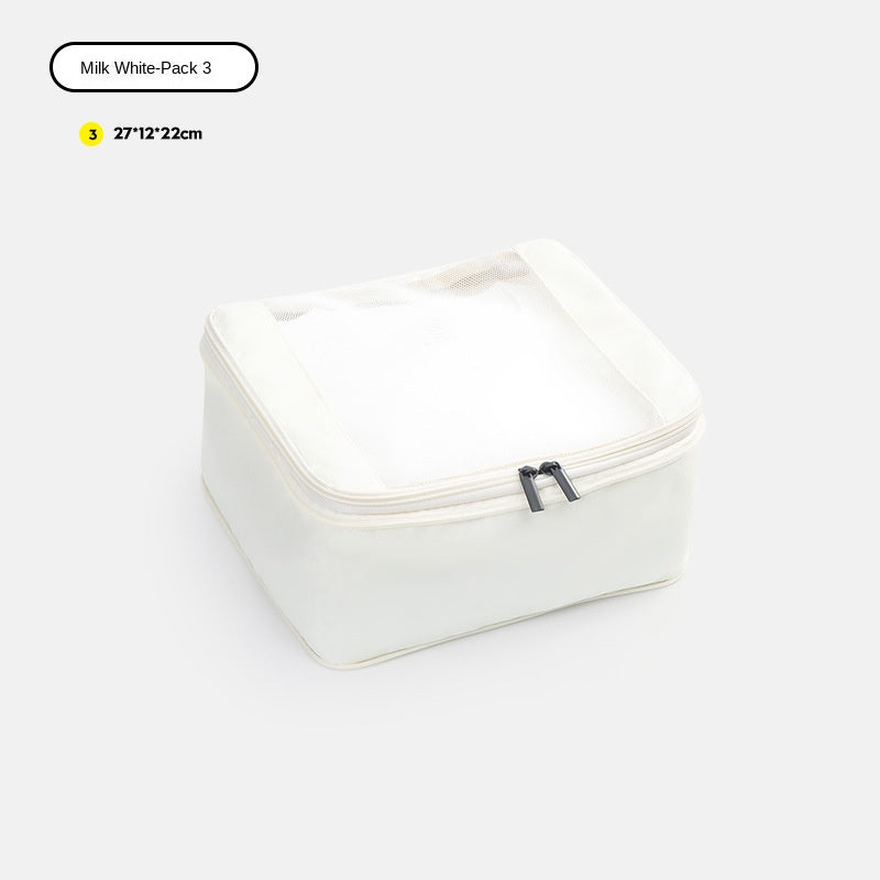 white no 3 polyester travel compression organizer,front 