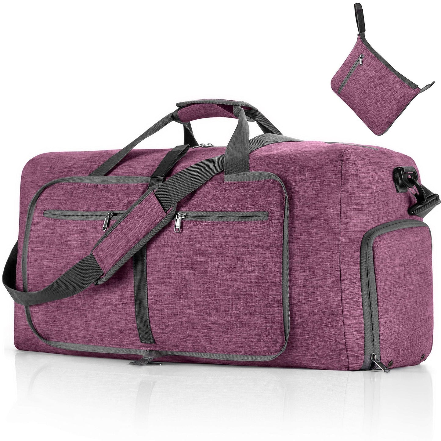 ant deep purple nylon foldabletravel duffel bag,custom,front