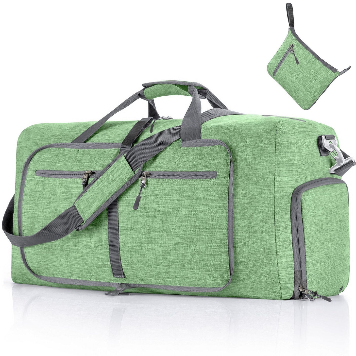 ant light green nylon foldabletravel duffel bag,custom,front