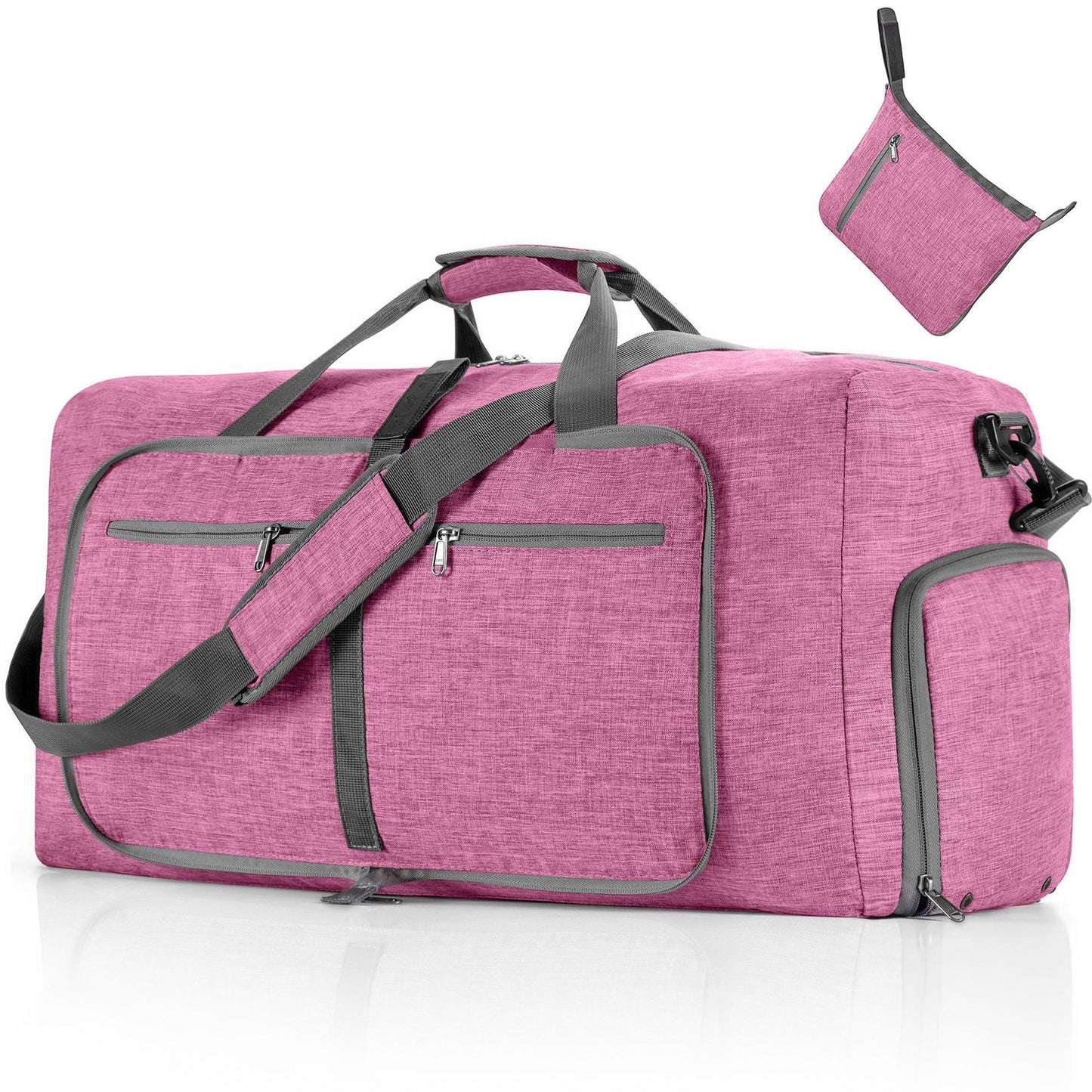 ant light purple nylon foldabletravel duffel bag,custom,front