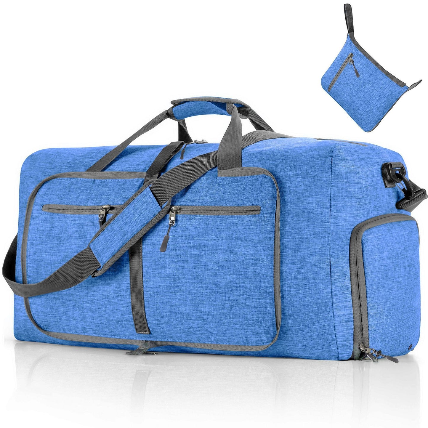 ant sky blue nylon foldabletravel duffel bag,custom,front