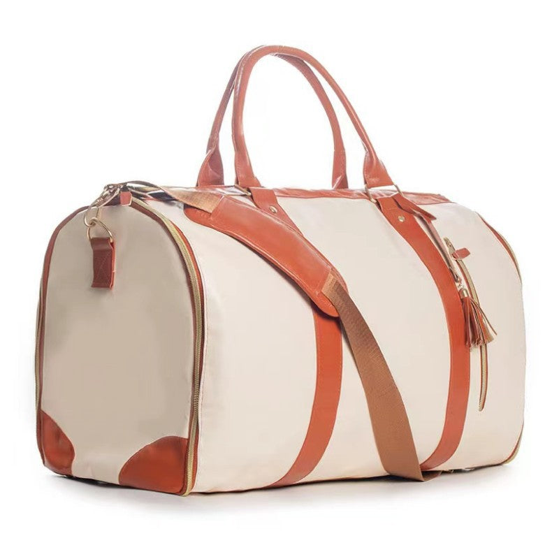 beige pu travel luggage bag,women,front
