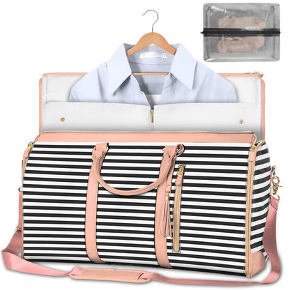 black stripes pu travel luggage bag,women,front